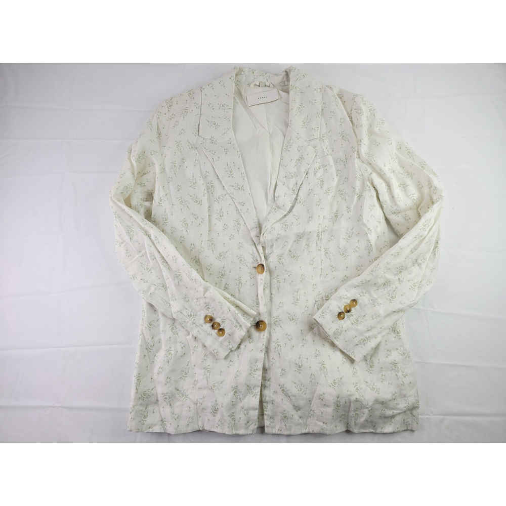 BLANKNYC Floral Print Linen Blazer Flower Field Ivory Women's Size Medium